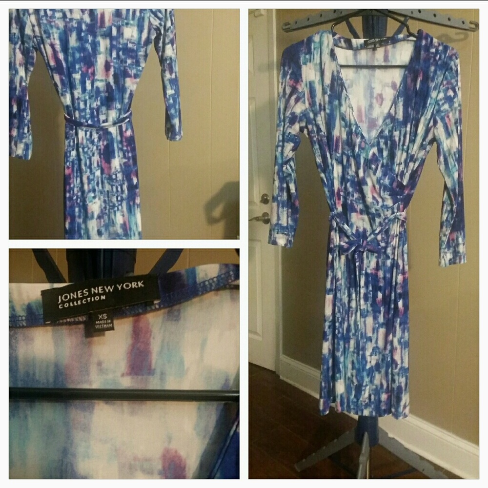 Jones New York Knit Long Sleeve Wrap Dress